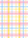 Pastel watercolor plaid pattern with layered pink, blue, and yellow stripes on a white background