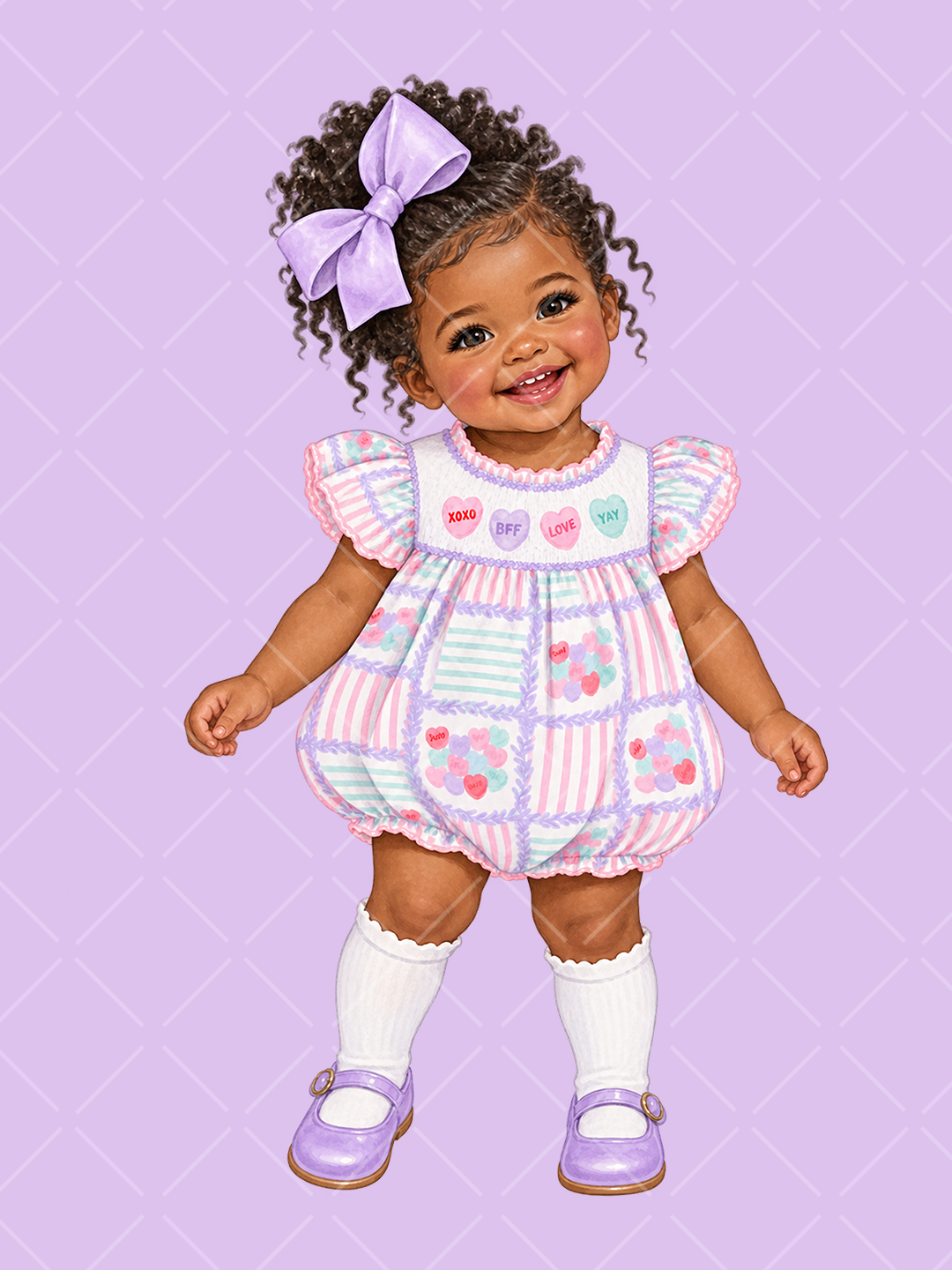 Valentine Toddler Girls Watercolor Clipart Set