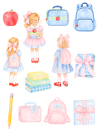 104-Piece Back to School Multicultural Watercolor Clipart
