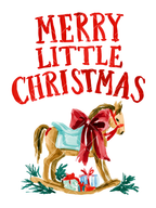 Merry Little Christmas Watercolor Rocking Horse PNG