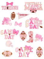 Pink Beaded Football Gameday Clipart Bundle