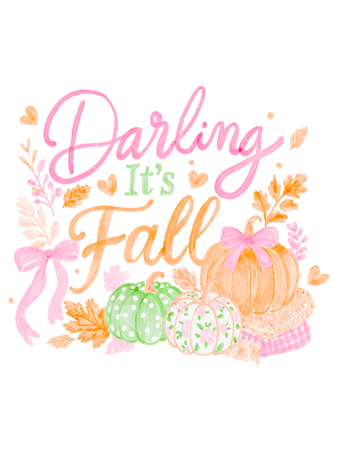 Darling It’s Fall Watercolor Pumpkin PNG Design