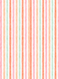 Seamless watercolor pattern with vertical coral orange, peach, pink, and mint stripes on a white background