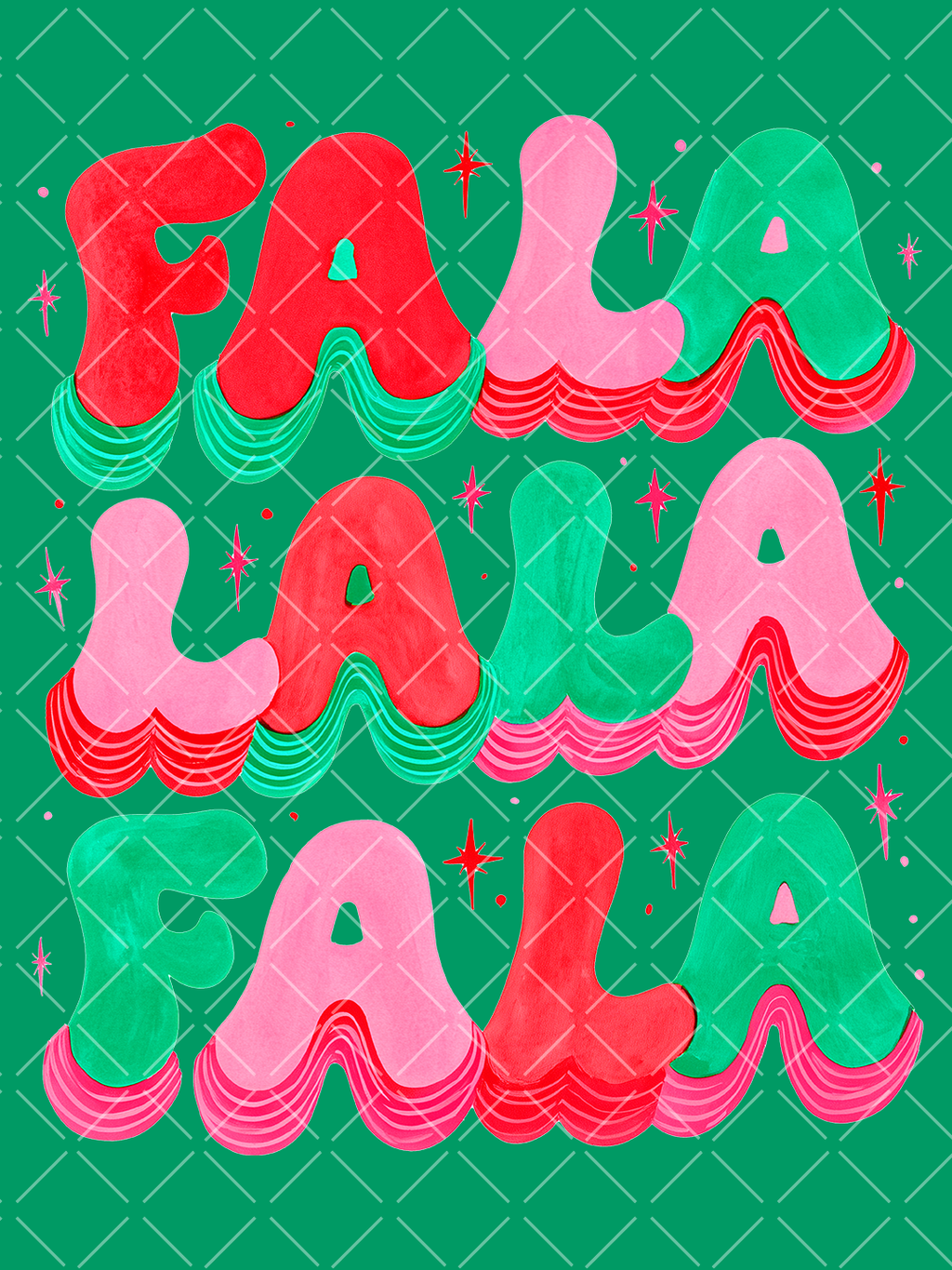 Fa La La Retro Christmas PNG Design + Styled Mockups
