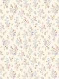Seamless watercolor floral pattern with pastel pink and blue bouquets, green leaves, and scattered flower sprigs on a cream lattice background.