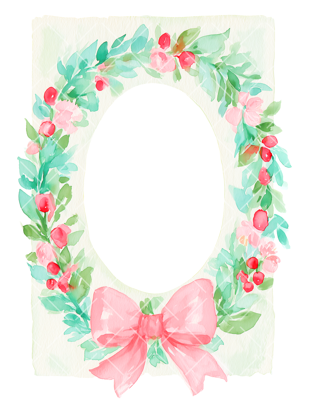 Watercolor Christmas A7 Frames Clipart Set