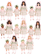 Multicultural Christmas Sisters Watercolor Clipart Set