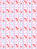Watercolor Valentine conversation hearts in red, pink, lavender, and blue arranged in repeating striped panels on a white background.