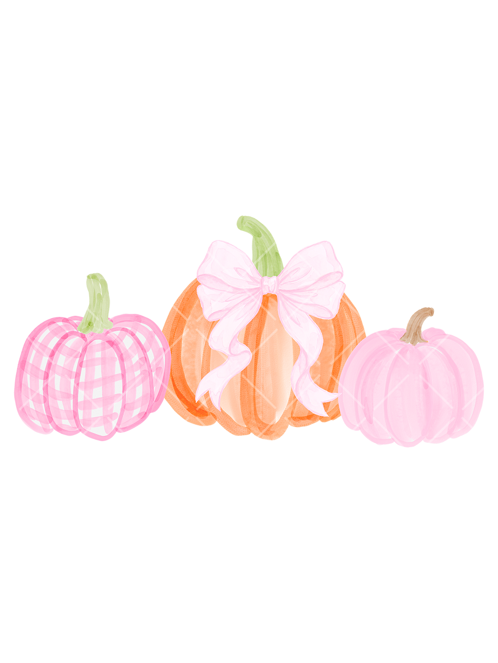 Watercolor Pink Pumpkin Bow PNG Design for Fall Tees