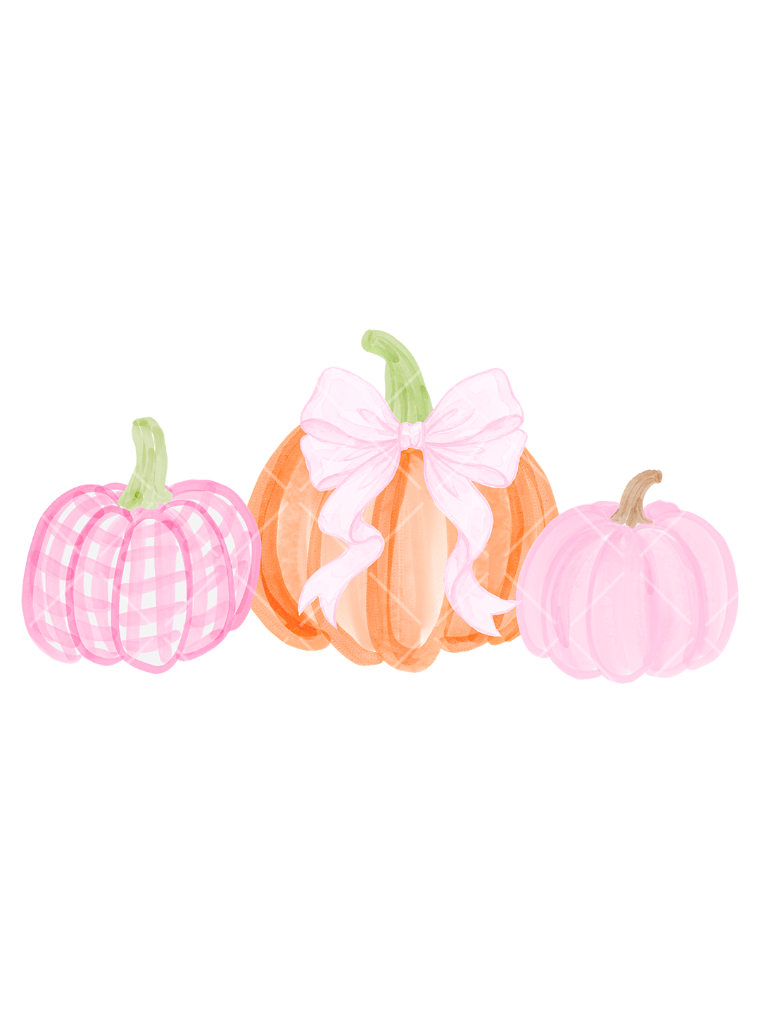 Watercolor Pink Pumpkin Bow PNG Design for Fall Tees