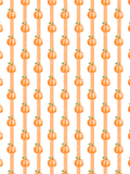 Seamless fall pattern with watercolor orange pumpkins arranged over alternating white and orange vertical stripes