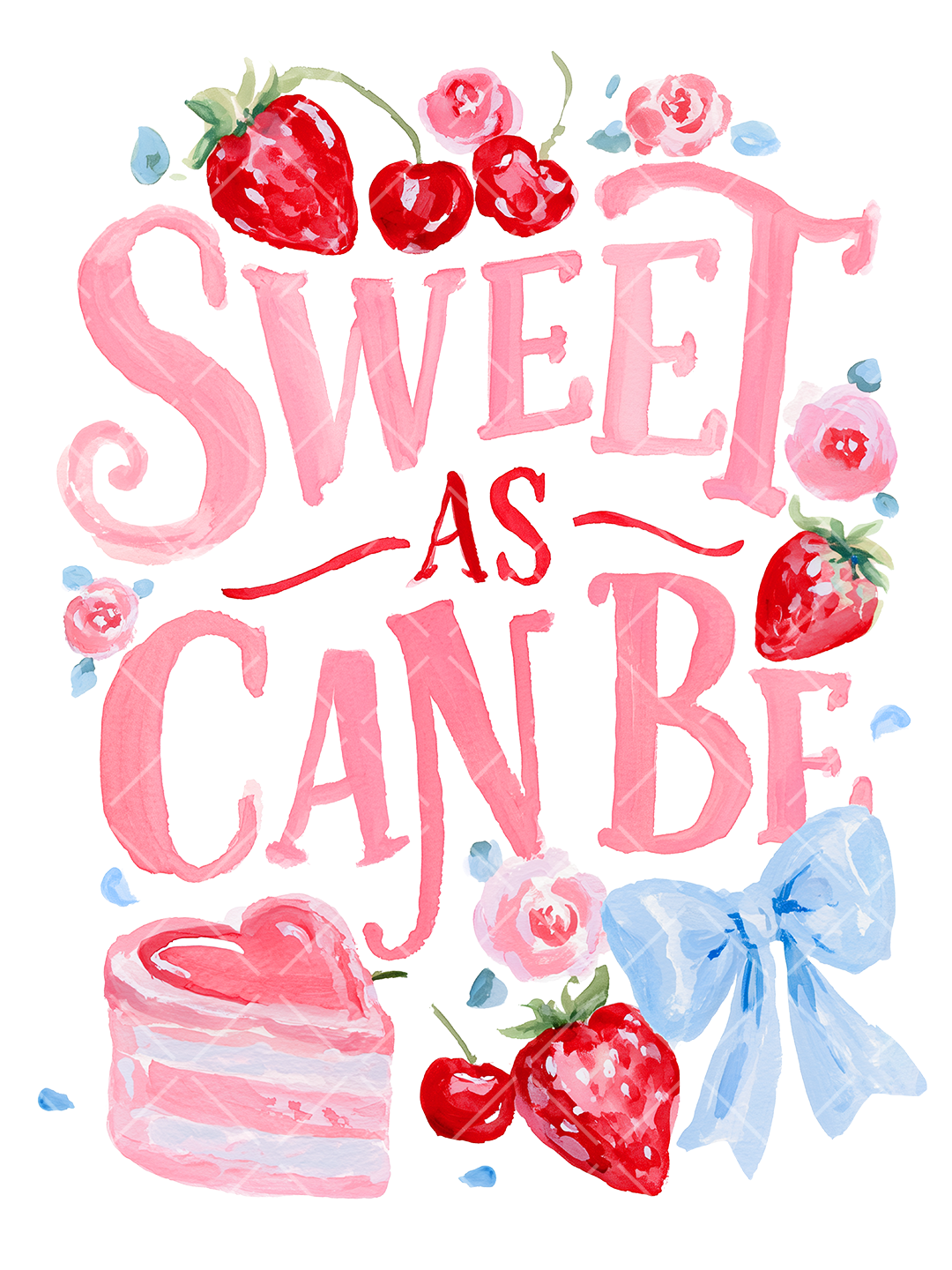 Sweet as Can Be Watercolor Valentine PNG Design