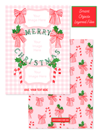 Pink Watercolor Bow Christmas Card PSD Template – Front & Back