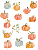 Watercolor Pumpkin Clipart Set – 15 Fall PNG Files