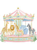 Pastel Animal Carousel Clipart PNG