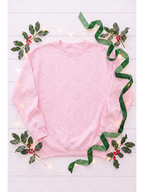 Pink Christmas Sweatshirt Mockup with Holly and Ribbon