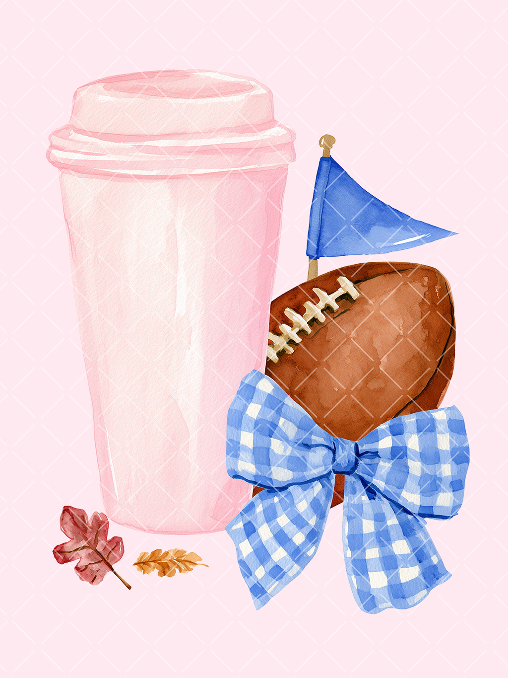 Preppy Game Day Coffee and Football Bow PNG Design