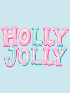 Holly Jolly Christmas PNG | Pink and Blue Lettering