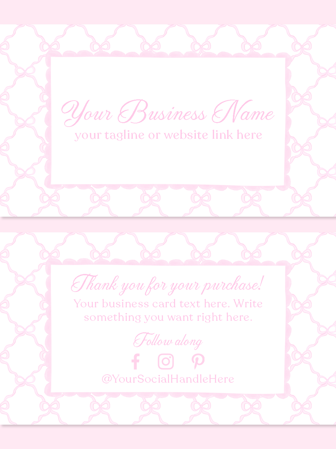Pink Bow Business Card Template – Layered PSD