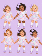 Valentine Toddler Girls Watercolor Clipart Set