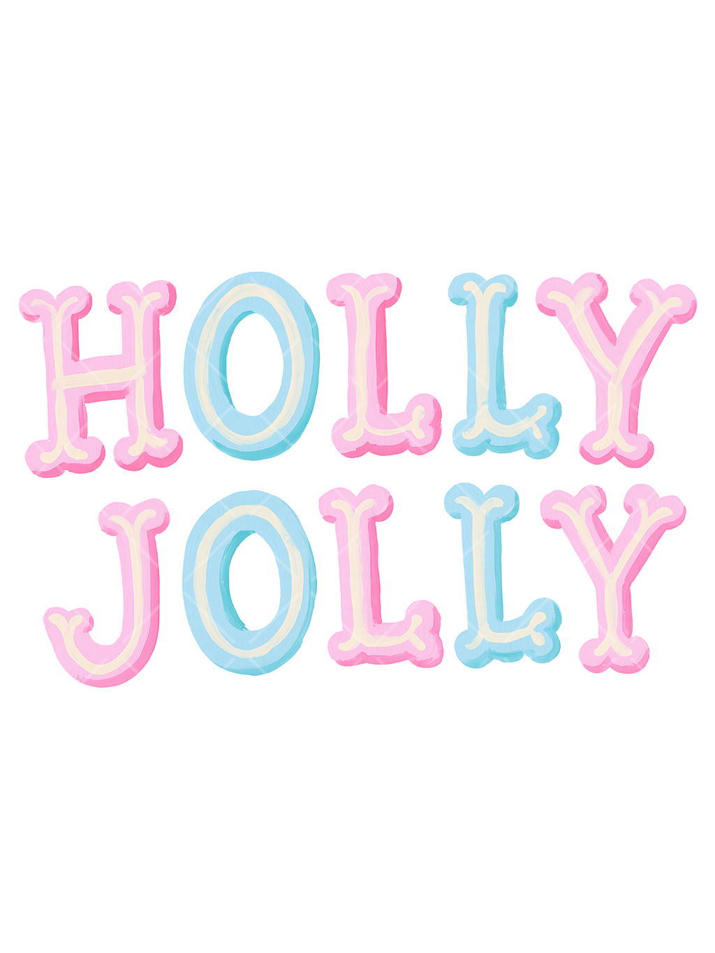 Holly Jolly Pink and Blue Christmas PNG Design