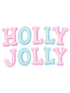 Holly Jolly Pink and Blue Christmas PNG Design