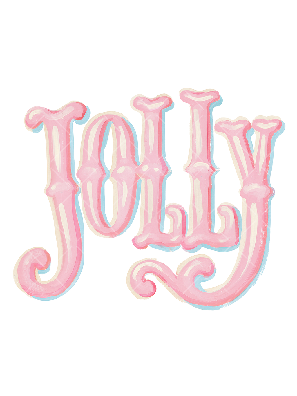 Pink Jolly Christmas Lettering PNG Design