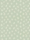 Seamless pattern with petite cream floral sprigs and a subtle diagonal trellis on a soft sage green background.