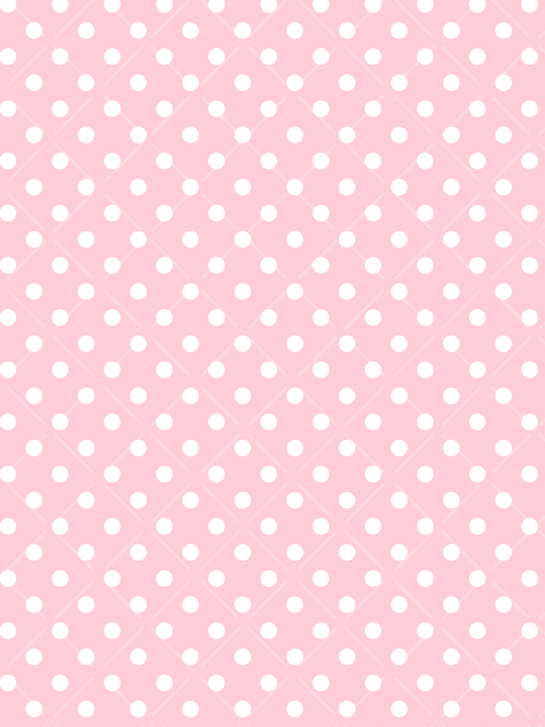Seamless pattern with white polka dots and subtle diagonal lattice lines on a soft pink background
