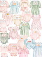 Fall Smocked Children's Clothing Watercolor Clipart Set