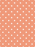 Peach-orange seamless geometric pattern with white polka dots and fine diagonal lattice lines