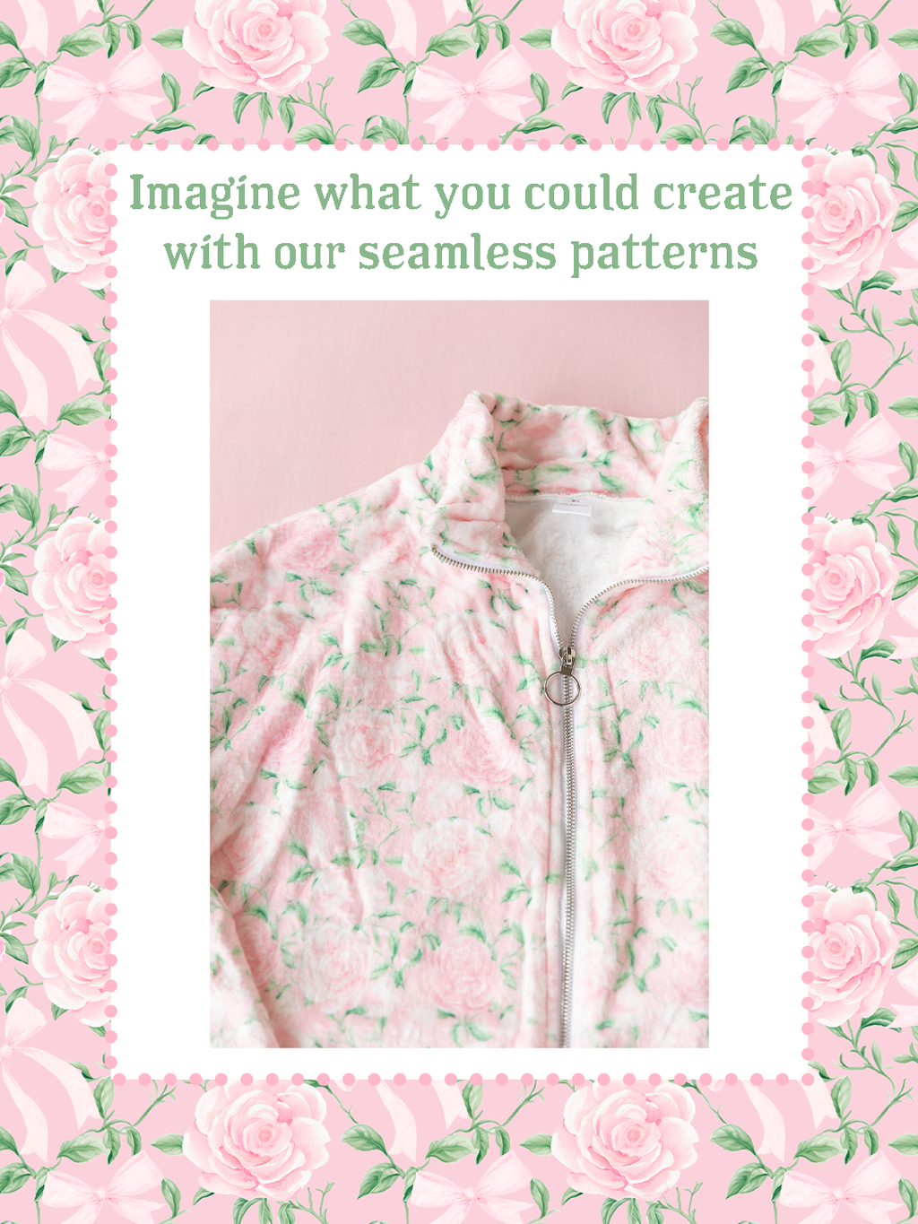 Pink Rose & Bow Watercolor Seamless Pattern