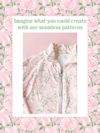 Pink Rose & Bow Watercolor Seamless Pattern