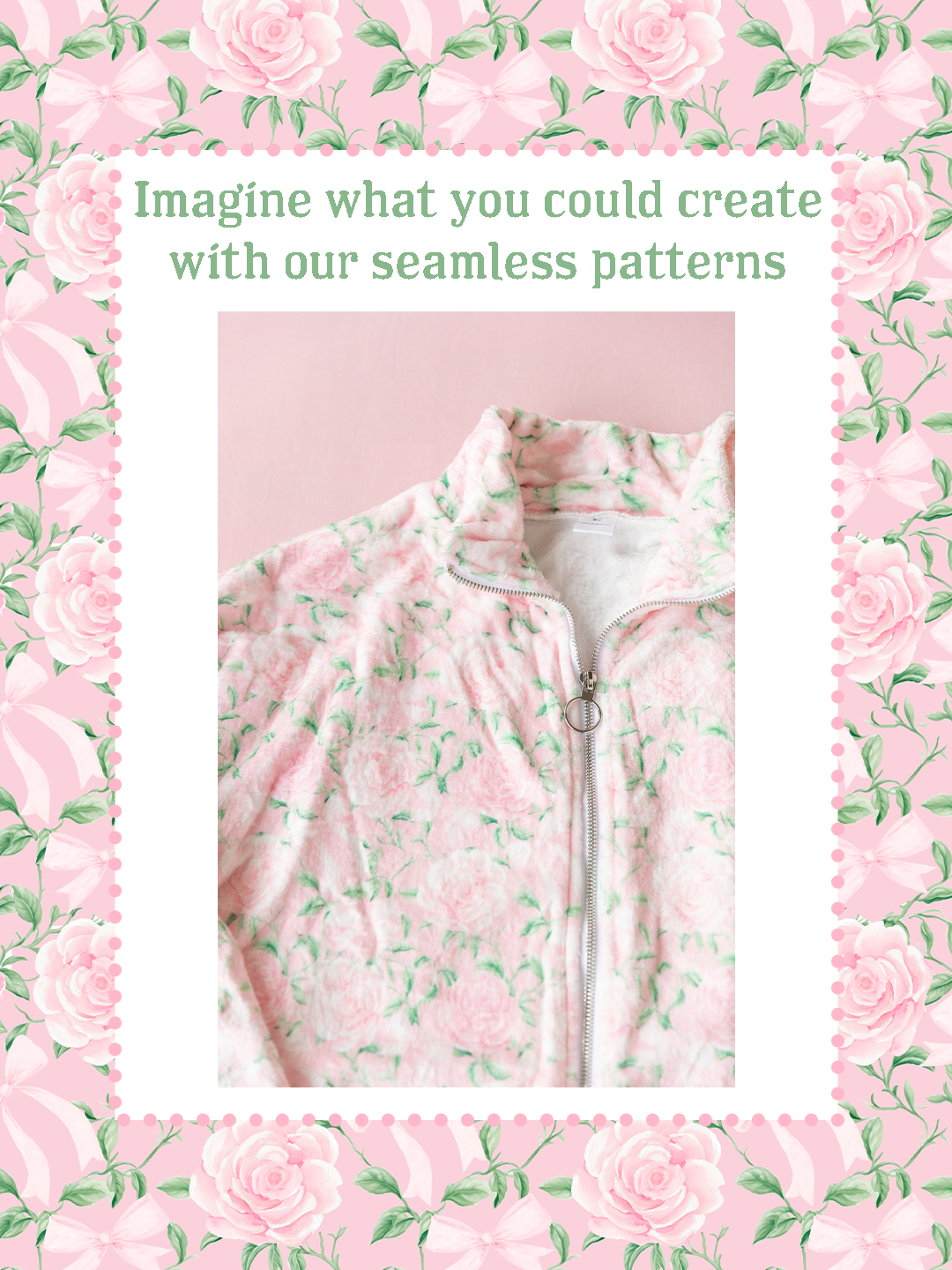 Pink Rose & Bow Watercolor Seamless Pattern