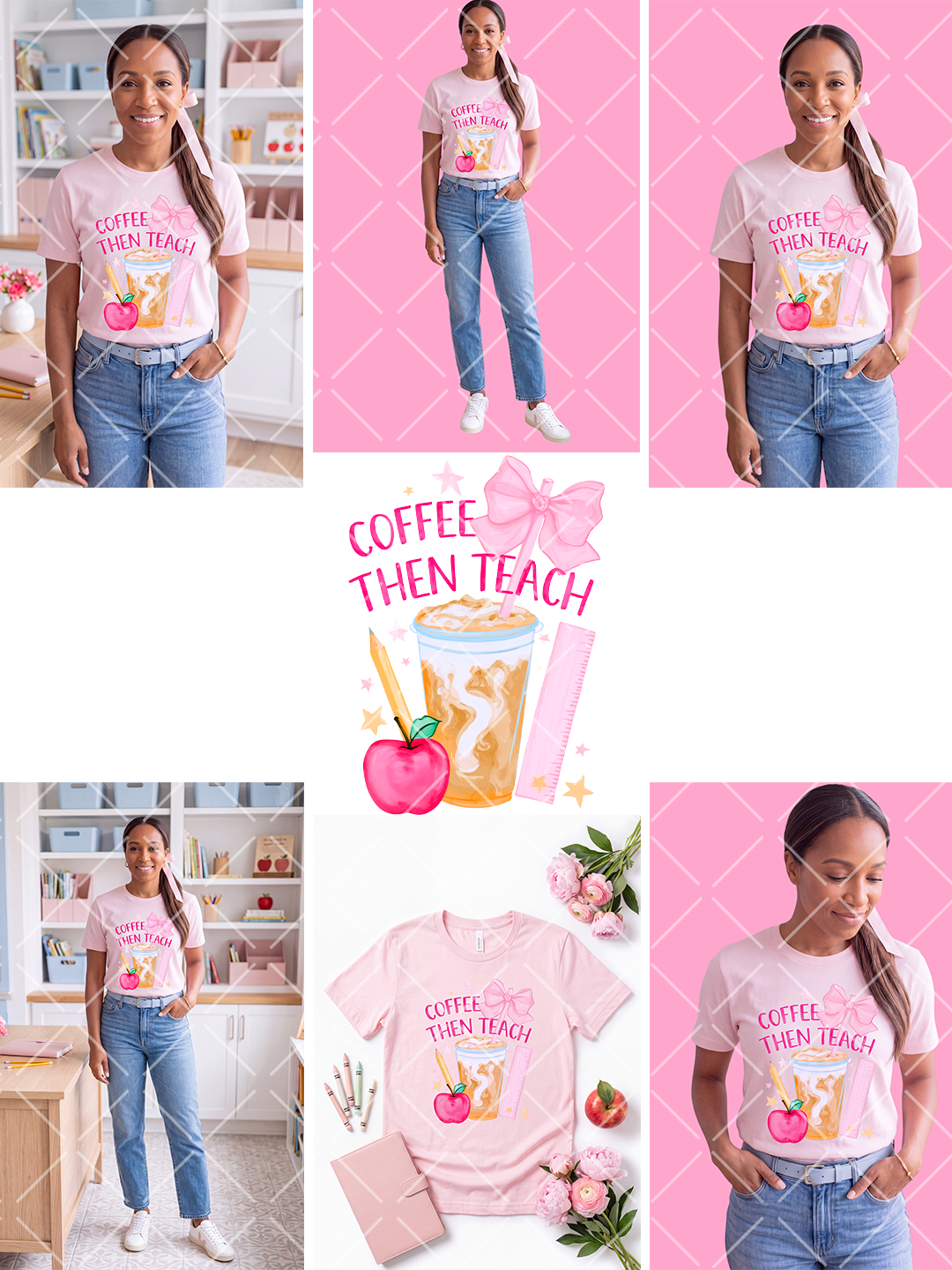 Coffee Then Teach Teacher PNG Graphic + Styled Mockups