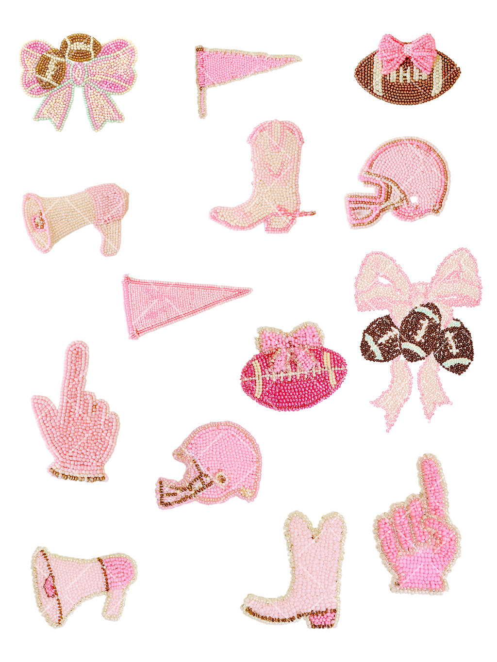 Pink Beaded Football Gameday Clipart Bundle