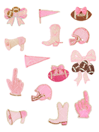 Pink Beaded Football Gameday Clipart Bundle