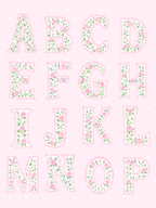 Pink Rose Scallop Floral Alphabet Clipart