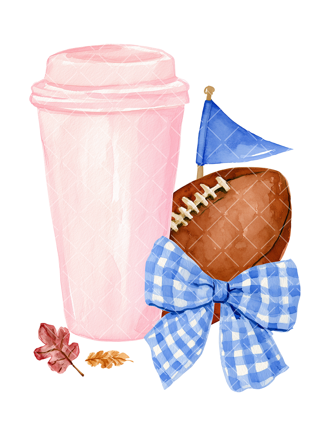 Preppy Game Day Coffee and Football Bow PNG Design