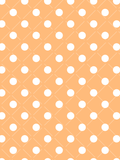 Seamless pattern with large white polka dots and thin diagonal lattice lines on a warm orange background