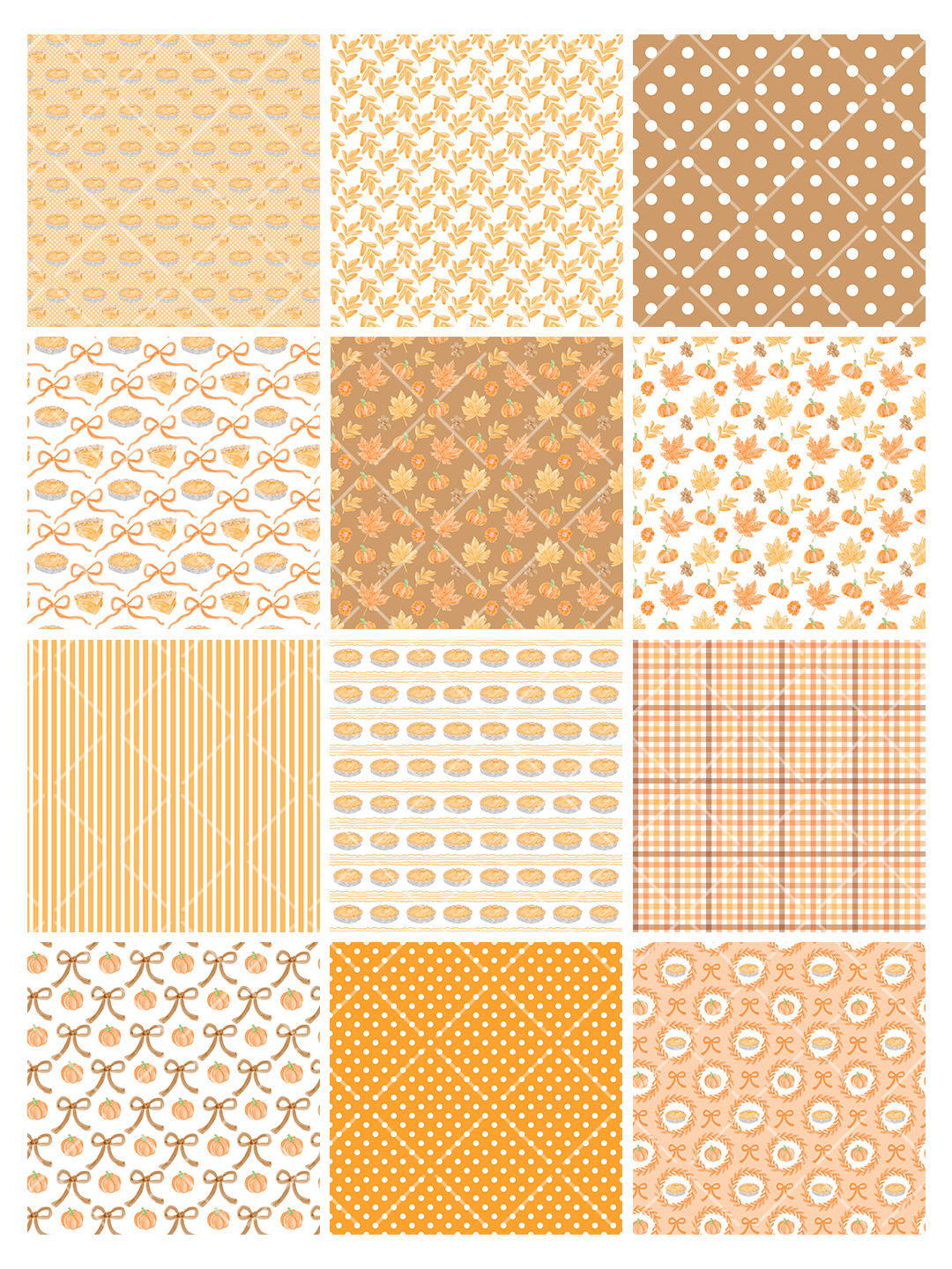 Watercolor Thanksgiving Bow Seamless Pattern Pack
