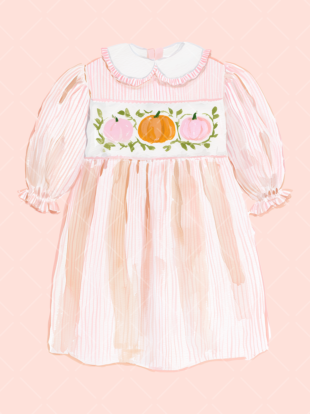 Fall Smocked Children's Clothing Watercolor Clipart Set
