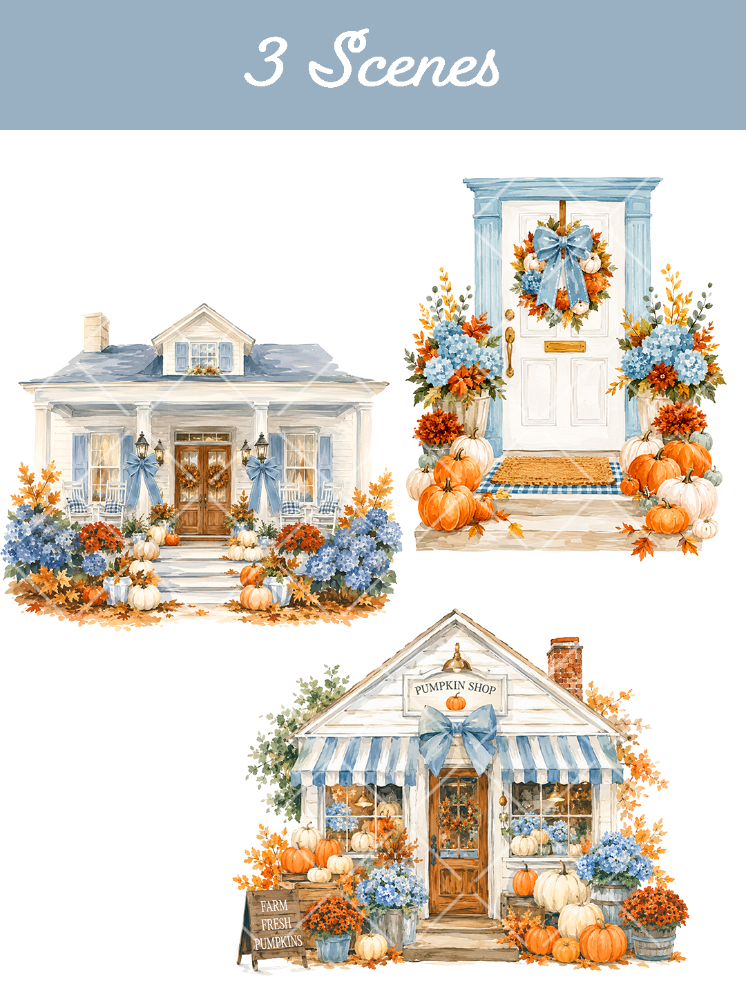 37-Piece Multicultural Grandmillennial Autumn Clipart