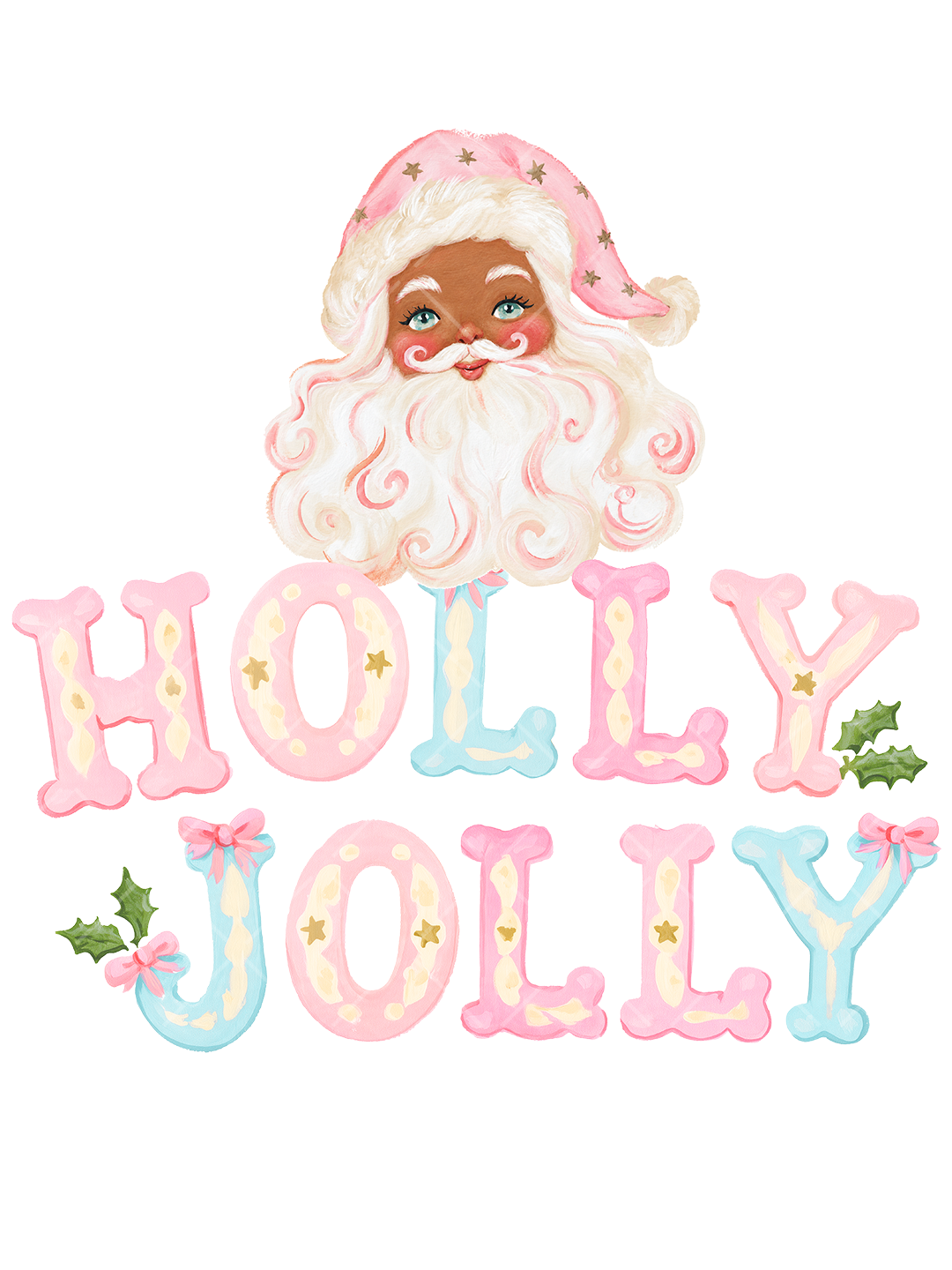 Holly Jolly Black Santa Christmas PNG Design