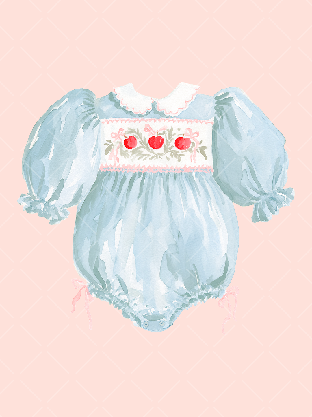 Fall Smocked Children's Clothing Watercolor Clipart Set