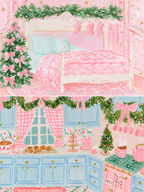 Painted Pink Christmas Wall Art Printable Set