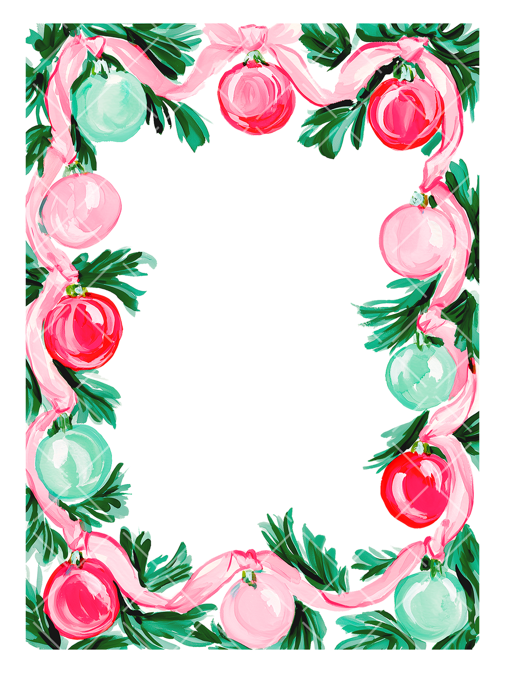 Watercolor Christmas A7 Frames Clipart Set