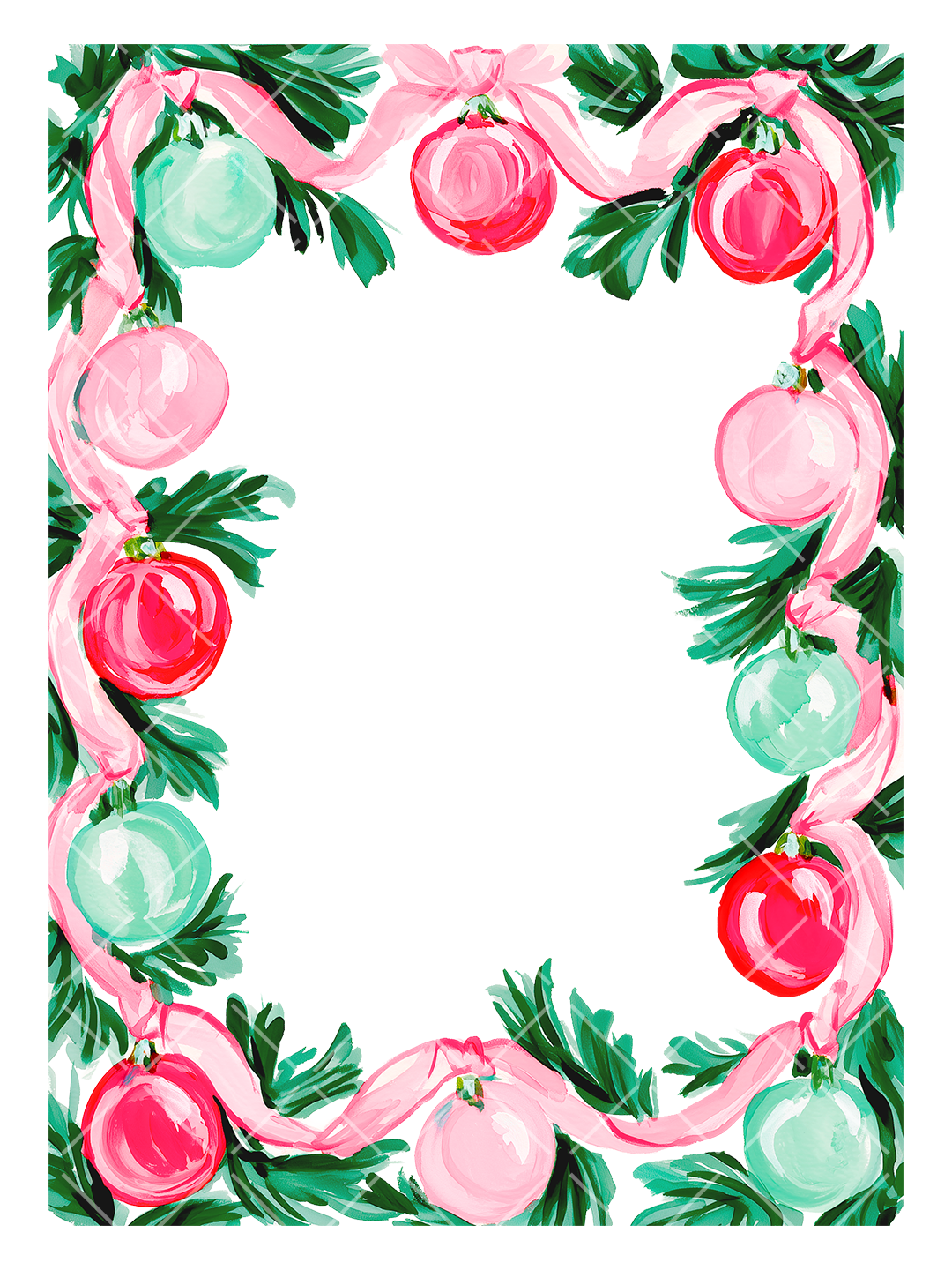 Watercolor Christmas A7 Frames Clipart Set