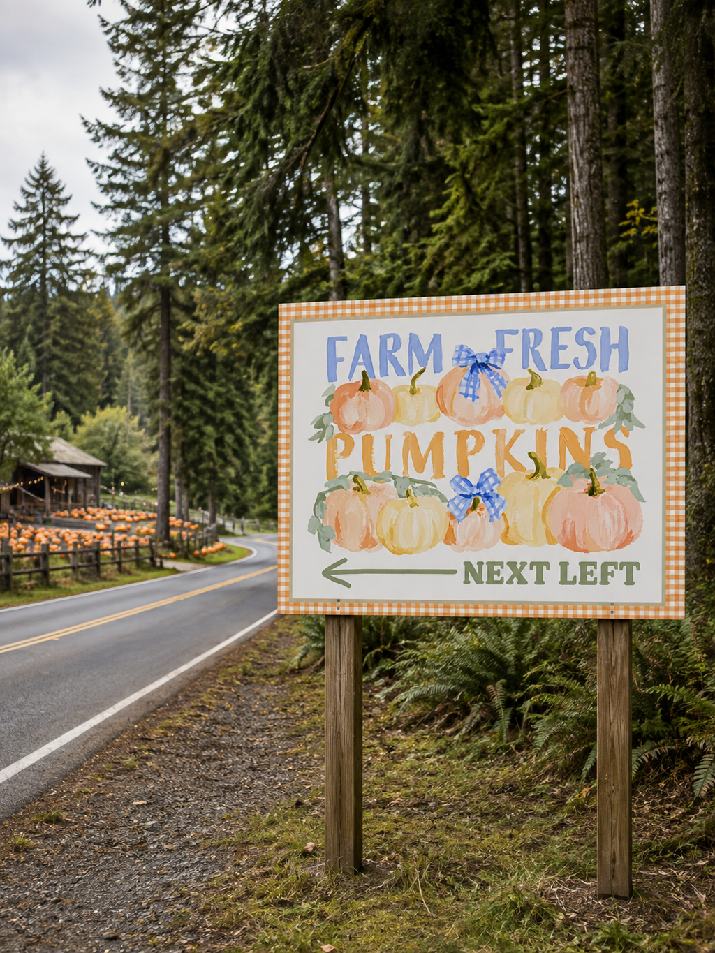 Farm Fresh Pumpkin Patch Left Arrow Printable Sign