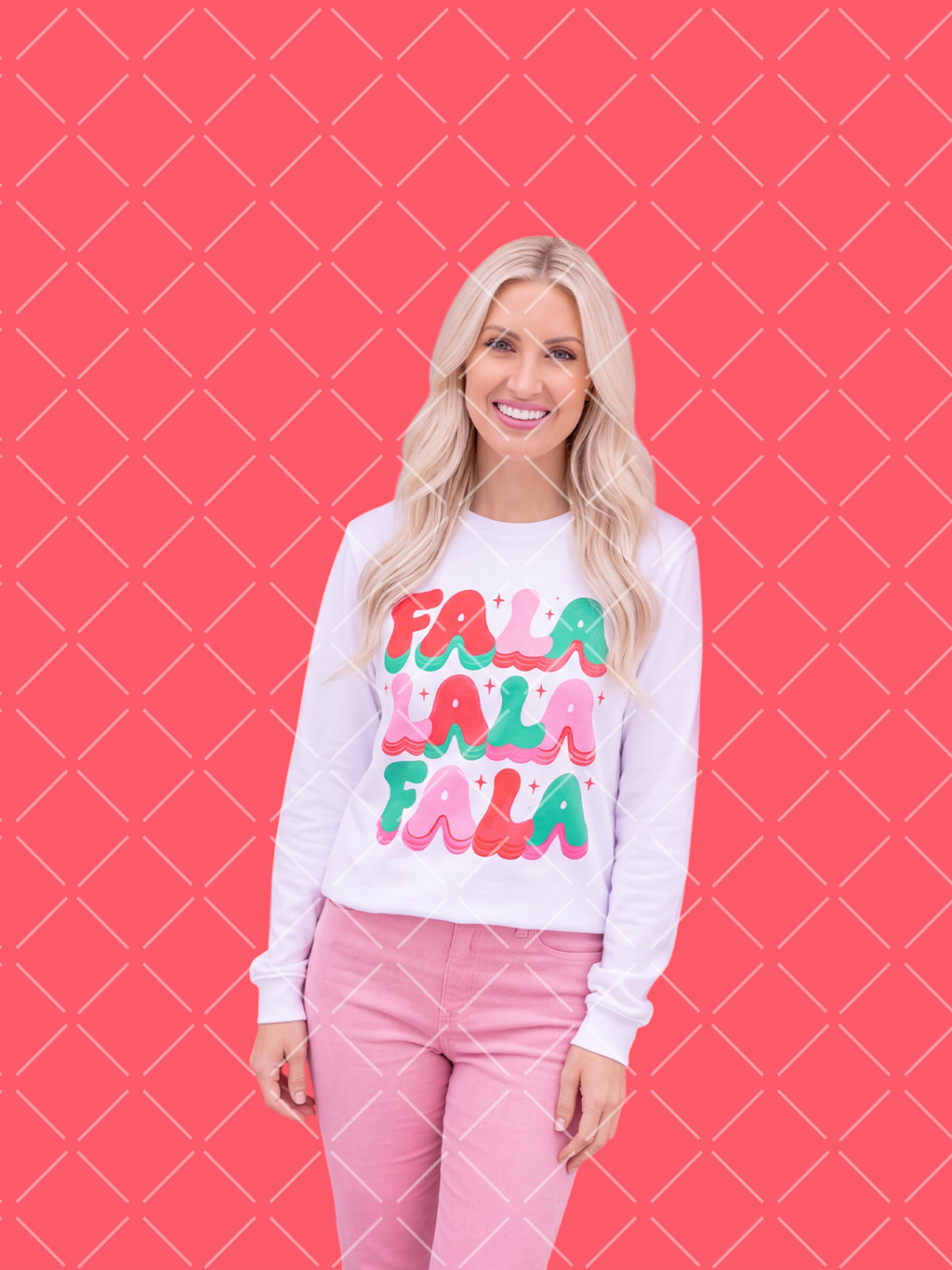 Fa La La Retro Christmas PNG Design + Styled Mockups